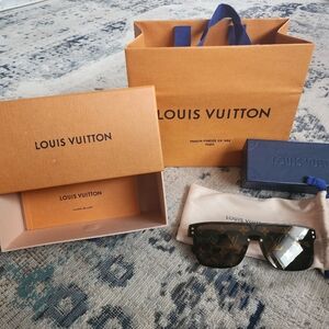 Louis Vuitton Men’s Monogram Shield Sunglasses - Dark Brown & Gold Accents